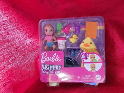 NEW Barbie Skipper Babysitter Doll Baby Bath Time Set Yellow Duckie Hooded Towel 