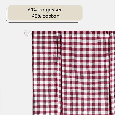 Burgundy and White Cotton Polyester Light Filtering Window Panel