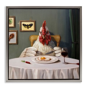 Stupell Industries Chicken & Egg Dinner Floating Frame Canvas Art - 1 of 4