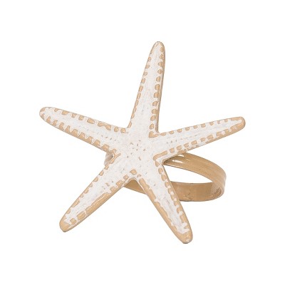 C&F Home Starfish Whitewashed Napkin Ring Set of 6