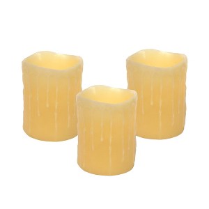 LED Wax Dripping Pillar Candles Set Of 3 5 Inch Height Flameless Home Lighting By Melrose - 1 of 3