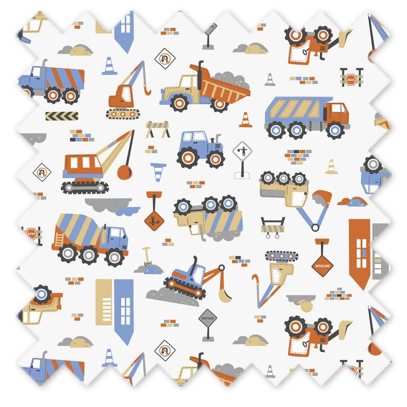 Bacati - Construction Vehicles Yellow Orange Blue Gray 100 percent Cotton Universal Baby US Standard Crib or Toddler Bed Fitted Sheet, 5 of 7