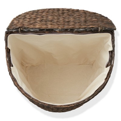 Espresso Wicker Half-Moon Laundry Hamper with Lid