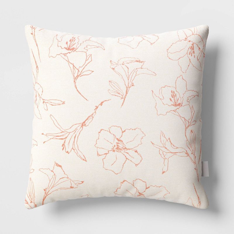 18&#34;x18&#34; Lily Square Outdoor Throw Pillow White - Threshold&#8482;, 1 of 6