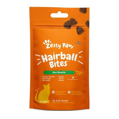 Zesty Paws Bacon Flavor Hairball Bites Cat Treats - 30ct