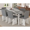 7 PCS Farmhouse Style Dining Set,  Space-saving Design Dining Set with Table and 6 Chairs, Rubber Wood Frame Chair with Cushions-Coolbibila - 3 of 4