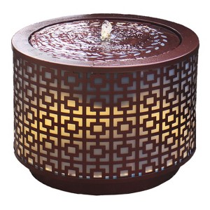 Sunnydaze Repeating Squares Cylinder Iron Water Fountain with LED Lights - 14.25" - 1 of 4