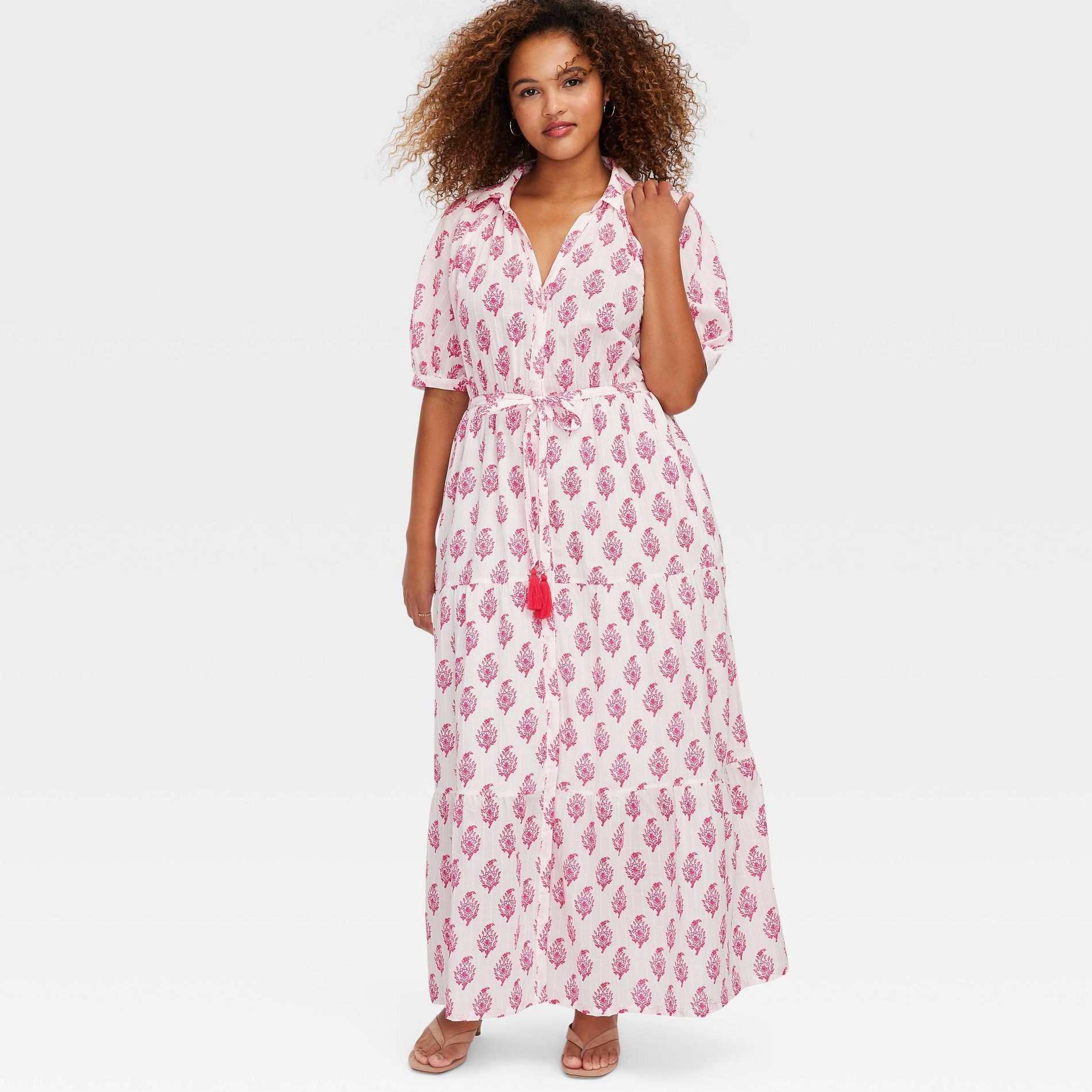 Women's Bouquet Short Sleeve Maxi Dress Pink - Roller Rabbit x Target