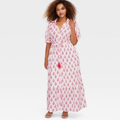 Women's Bouquet Short Sleeve Maxi Dress Pink - Roller Rabbit x Target XXS