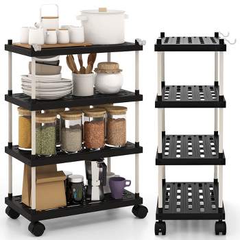 Tangkula 4-Tier Slim Storage Cart Kitchen Organizer Utility Cart w/Lockable Wheels
