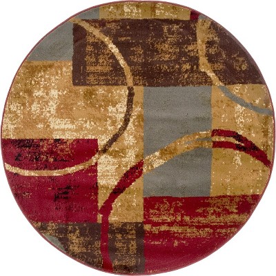 Multi-Color Round Geometric Synthetic Indoor Area Rug