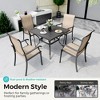 Pamapic 5-Piece Metal Outdoor Patio Dining Set with 4 Text Ilene Chairs and Square Table - 4 of 4
