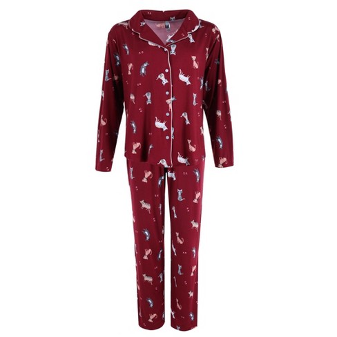 Cheibear Women's Soft Warm Fluffy Fleece Button Down Long Sleeve Sleepwear  With Pockets Pajama Set Red X-small : Target