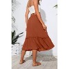 2025 Trendy High Waist Tiered Flowy Skirt for Women - Below Knee with Pockets A-11 Orange - 3 of 4