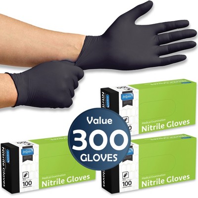 Inspire Black Nitrile Disposable Gloves | 4.5 Nitrile Disposable Safety Medical Cooking Cleaning Disposable Black Gloves