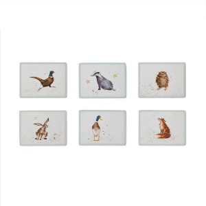 Pimpernel Wrendale Designs Assorted Animal Motif Placemats, Set of 6 - Cork Backed Table Mats with 5mm Thick Board, Heat Resistant to 212°F - 1 of 4