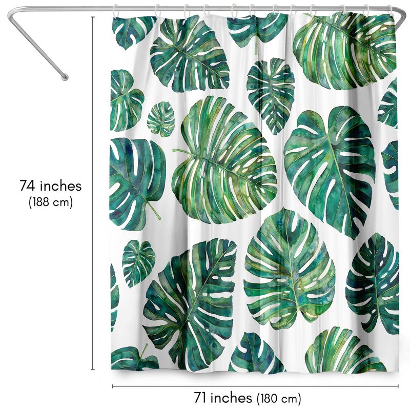 Americanflat 71" x 74" Shower Curtain, Tropical Leaves by Elena O'Neill, 3 of 9