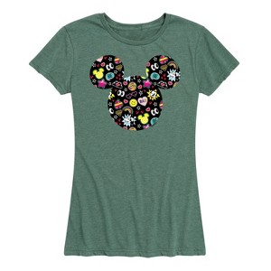 Women's - Disney - Mickey And Minnie Doodles Short Sleeve Graphic T-Shirt - 1 of 4
