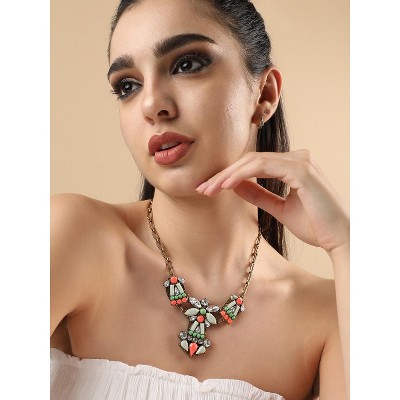 SOHI Women's Multicolour Party Stone Statement Necklace