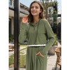 ATHLECHIC Women's Casual Lounge Cropped Half Button Hoodie Top Wide Leg Pants Ribbed Knit Tracksuit Two Piece Sets - 2 of 4