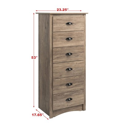 Drifted Gray Coastal 6-Drawer Tall Lingerie Chest