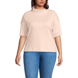 Lands' End Women's Elbow Sleeve Supima Cotton Relaxed Turtleneck - 1 of 3