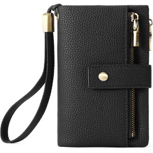 Clotth Small Wallet for Women - RFID Blocking PU Leather Wristlet Clutch | 17 Card Slots + 2 Zippered Pockets | Everyday Crossbody - 1 of 4