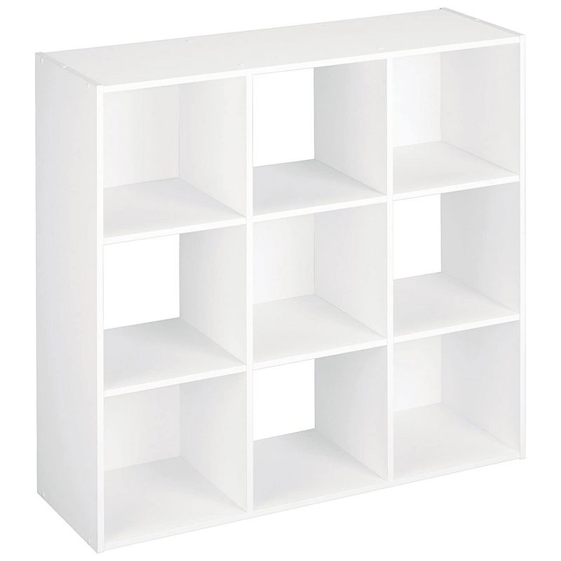 ClosetMaid 9 Cube Laminated Wood Stackable Open Bookcase Display Shelf Storage Organizer for Household, Living Rooms, and Studies, White, 1 of 7