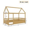 CAVINAS Pine Wood House Floor Bed, Kids Platform Bed Frame, High Fence Safety Bed with Roof, Classic Twin Size Toddler Bed/Child Bed, Easy Assembly - 4 of 4