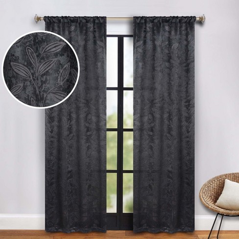 Modern Bohemian Leaves Room Darkening Semi-Blackout Curtains, Set of 2 by Blue Nile Mills - image 1 of 4