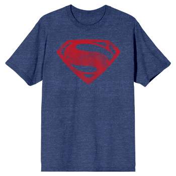 Justice League Superman Red Logo Men's Navy Heather T-shirt