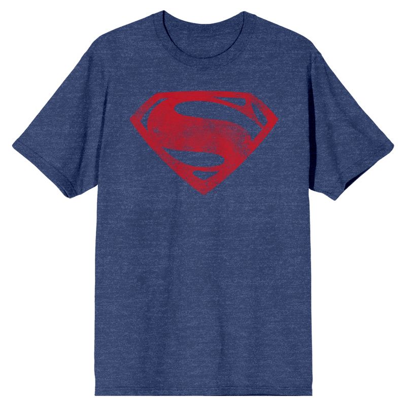 Justice League Superman Red Logo Men's Navy Heather T-shirt, 1 of 2