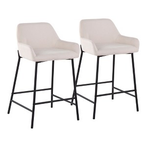 Fabric Padded Counter Stool with Metal Frame for Kitchen Island or Home Bar, Contemporary Glam Style, Set of 2 - 1 of 4