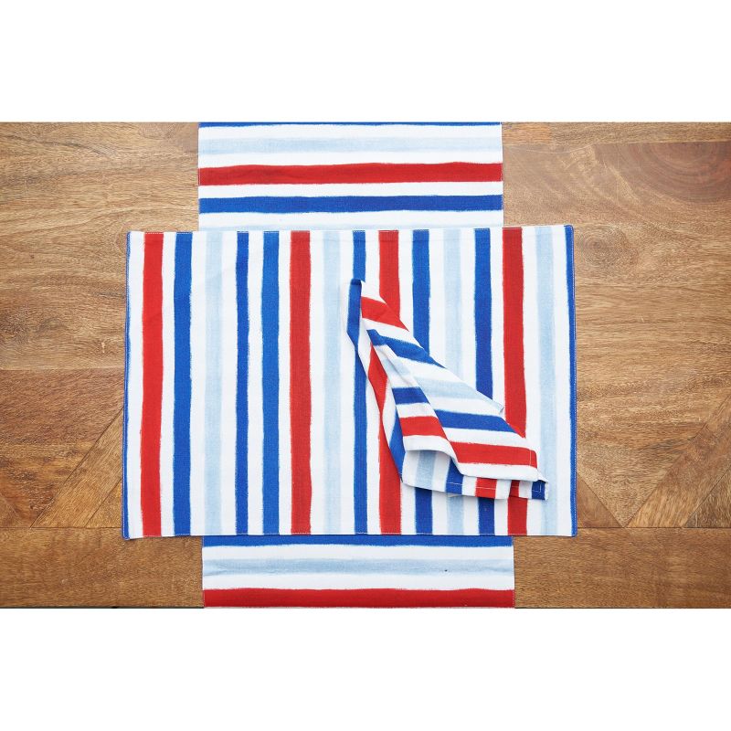 C&F Home Watercolor Patriotic Stripe 4th of July Cotton Napkin Set of 6, 3 of 7
