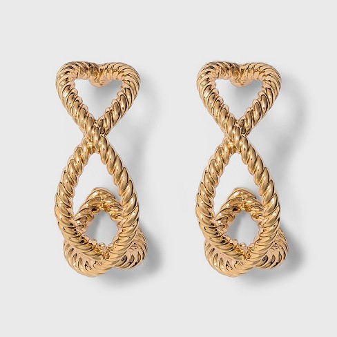 Criss Cross Textured Small Hoop Earrings - A New Day™ Gold - image 1 of 2