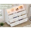 47''Chest of Drawers, Lighted 6 Drawer Dresser with Charging Station and Storage Shelf, - 3 of 4