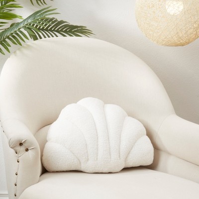 White Seashell Shaped Polyester Throw Pillow