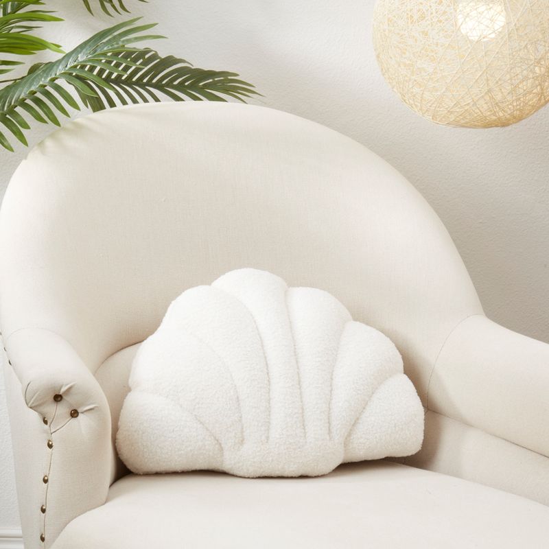 Saro Lifestyle Seashell Shorescape Poly Filled Throw Pillow, White, 13"x17", 3 of 4