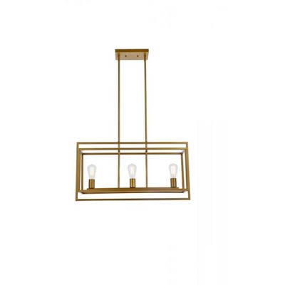 Elegant Lighting Voir 3 lights pendant in brass