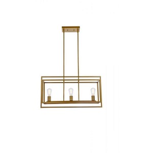 Elegant Lighting Voir 3 lights pendant in brass - 1 of 4