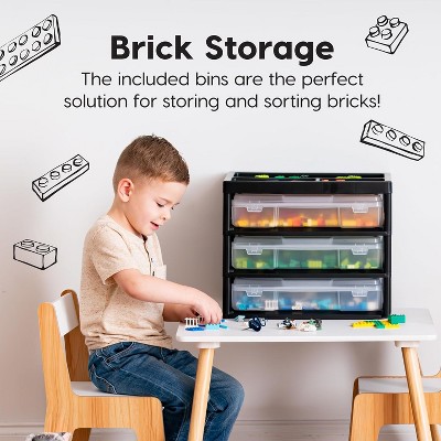 Black and Clear Plastic 3-Tier Scrapbook Storage Unit with Organizer Top