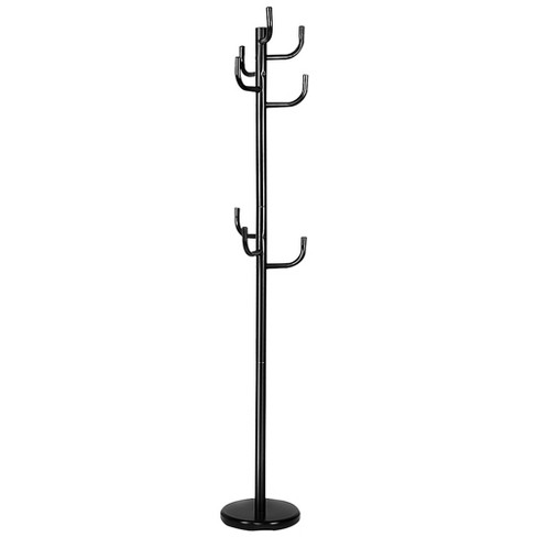 Costway Metal Coat Rack Hat Stand Tree Hanger Hall Umbrella Holder Hooks  Black : Target
