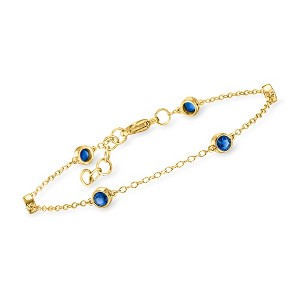 Pure Collection by Ross-Simons 0.80 ct. t.w. Bezel-Set Lab-Grown Sapphire Station Bracelet in 18kt Gold Vermeil - 1 of 4