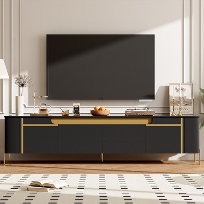 74 TV Stand For TVs Up To 80'', TV Cabinet With 4 Drawers And 2 Spacious Cabinets, Free-Combination Entertainment Center-Cuddlewood
