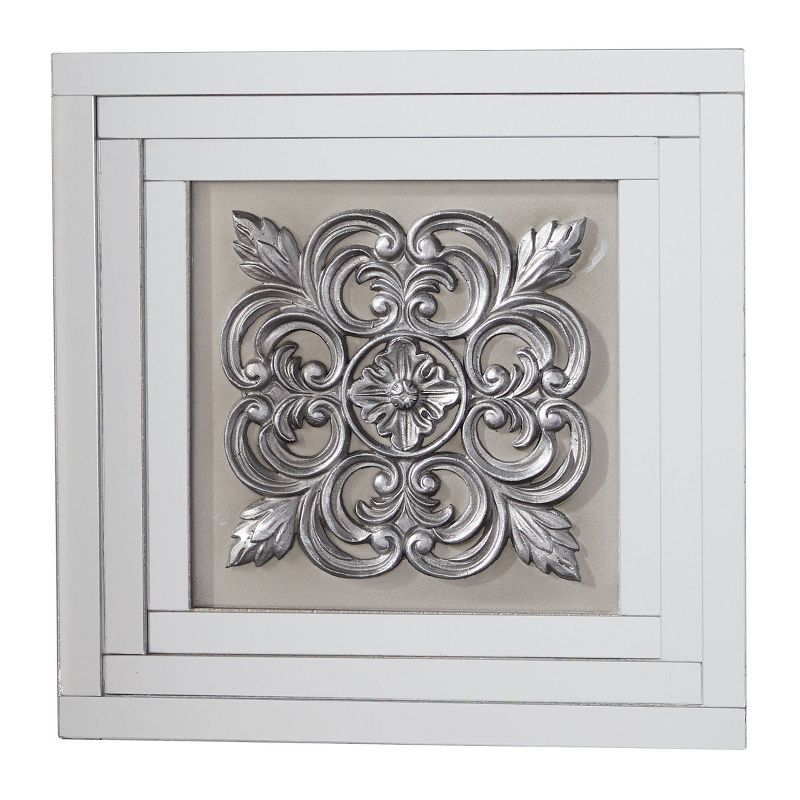 Glass Floral Wall Decor with Embossed Details Set of 3 White - Olivia &#38; May, 5 of 23