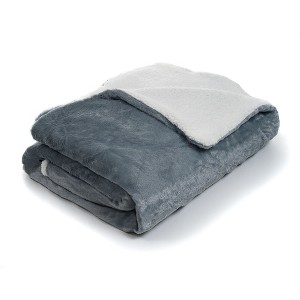 Yorkshire Home Fleece Blanket with Sherpa Backing - Gray (Twin)