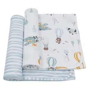 Living Textiles|2PK Jersey Swaddle - Up And Up Away - 1 of 3