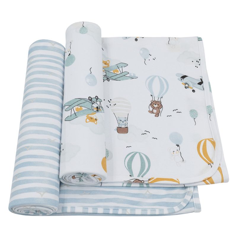 Living Textiles|2PK Jersey Swaddle - Up And Up Away, 1 of 4