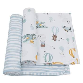 Living Textiles|2PK Jersey Swaddle - Up And Up Away