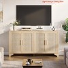 Living Room TV Stand for TVs Up to 70'', Natural Rattan Entertainment Center w/ Storage Cabinets, Boho Media Console Table - 2 of 4